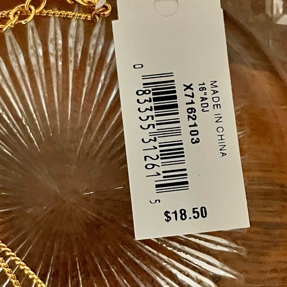 Napier Gold V-Shaped Necklace VTG New Tags Faux Diamonds 16” extender Minimalist - Picture 5 of 9